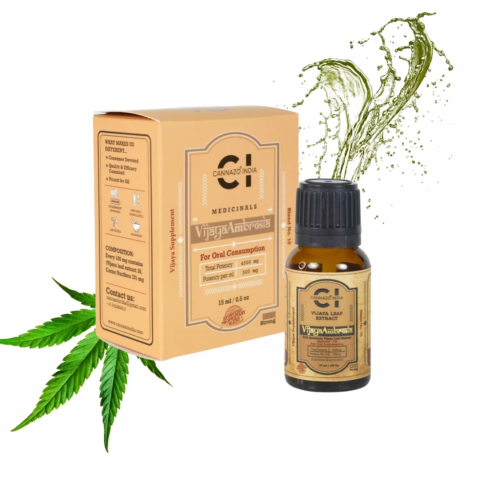 Cannazo - Vijaya Ambrosia 1:4 CBD THC High Strength Oil for Pain, Sleep & Appetite