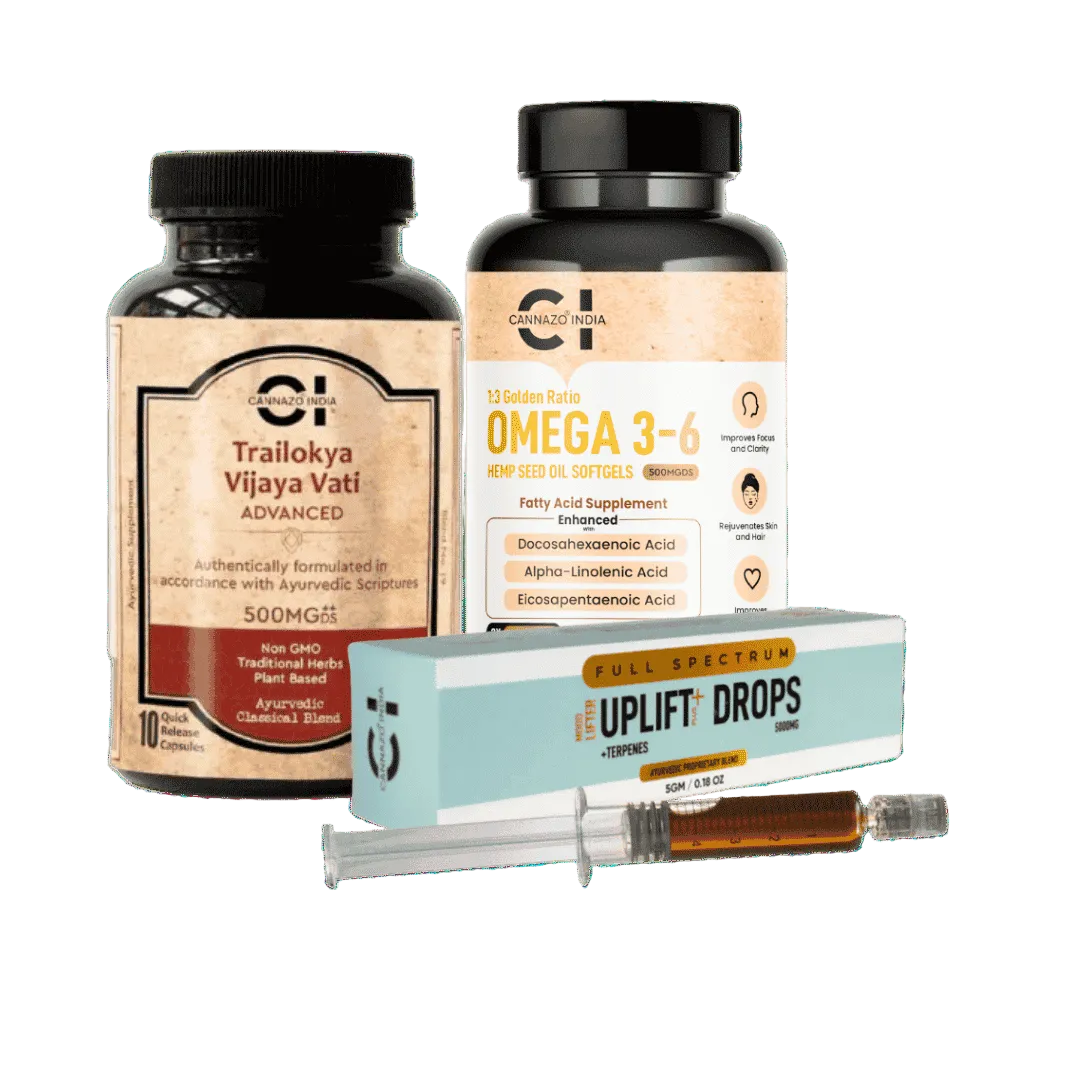 Cannazo Uplift Bundle- Buy Cannazo Uplift Pen – Soft Gels + Trailokya Vijaya Vati