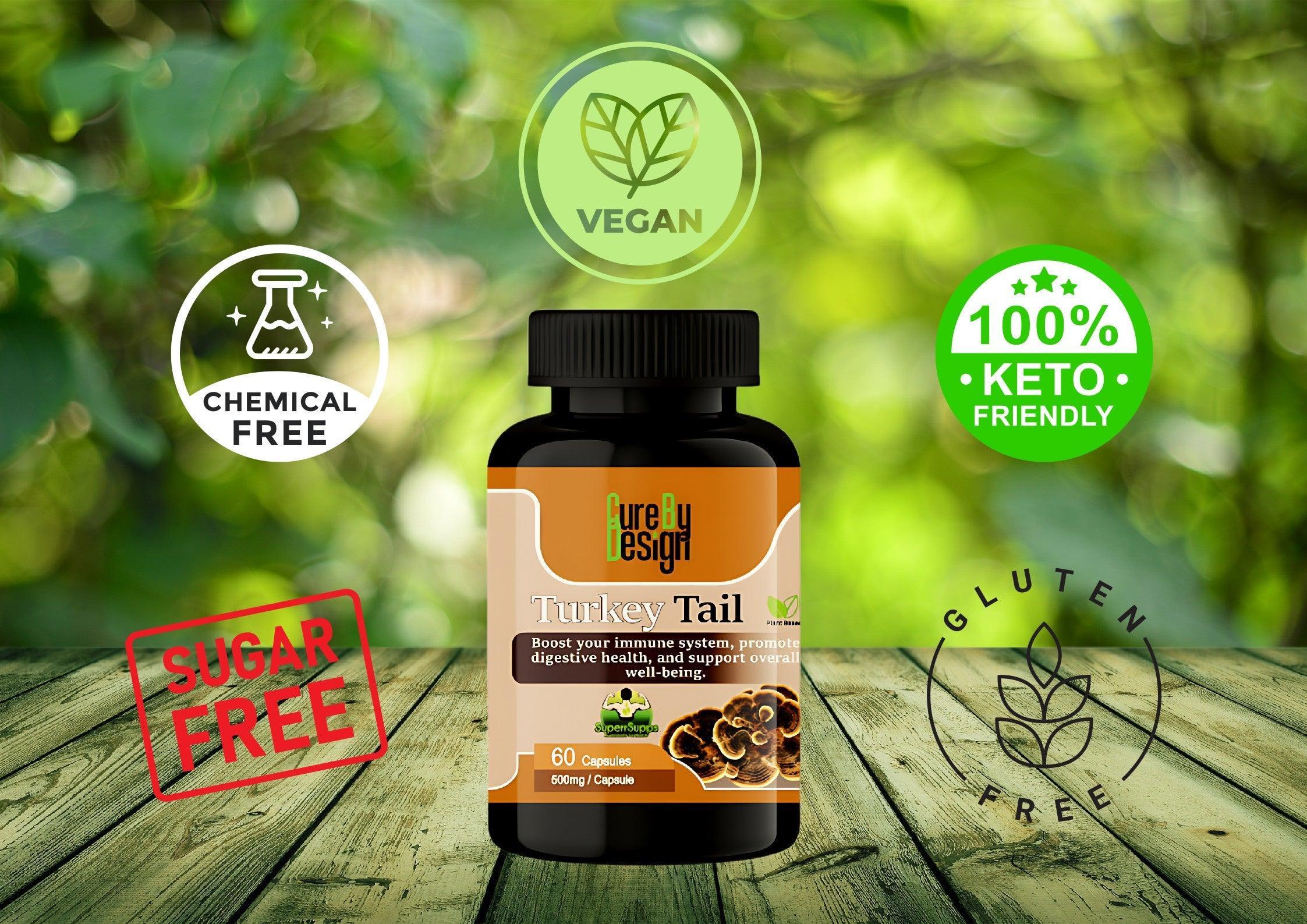 Cure by Design- Turkey Tail Capsules– Strengthen Immunity, Boost Health, & Fight Inflammation Naturally