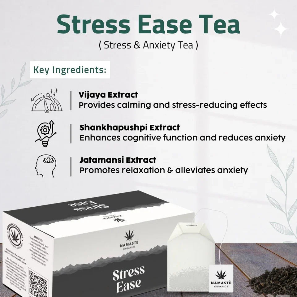 Namaste Organics 10:1 Vijaya Extract Stress Ease Herbal Tea 75gm | Calm Mind & Focus