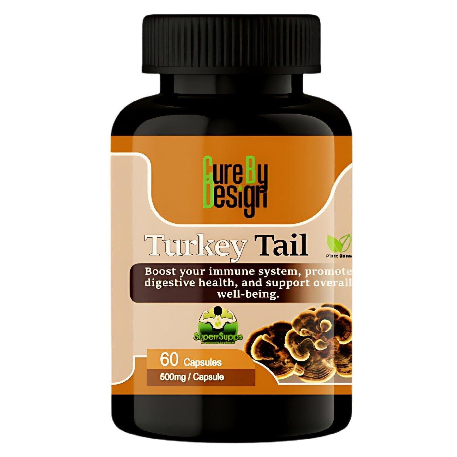Cure by Design- Turkey Tail Capsules– Strengthen Immunity, Boost Health, & Fight Inflammation Naturally